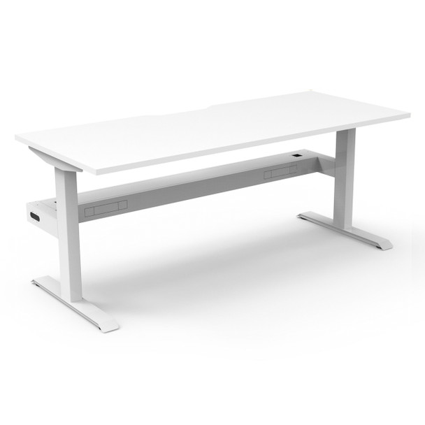 Rapidline Boost Static Single Sided Workstation with Cable Tray 1200mm W Natural White Top / White Frame | Mega Office Supplies