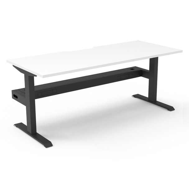 Rapidline Boost Static Single Sided Workstation with Cable Tray 1200mm W Natural White Top / Black Frame | Mega Office Supplies