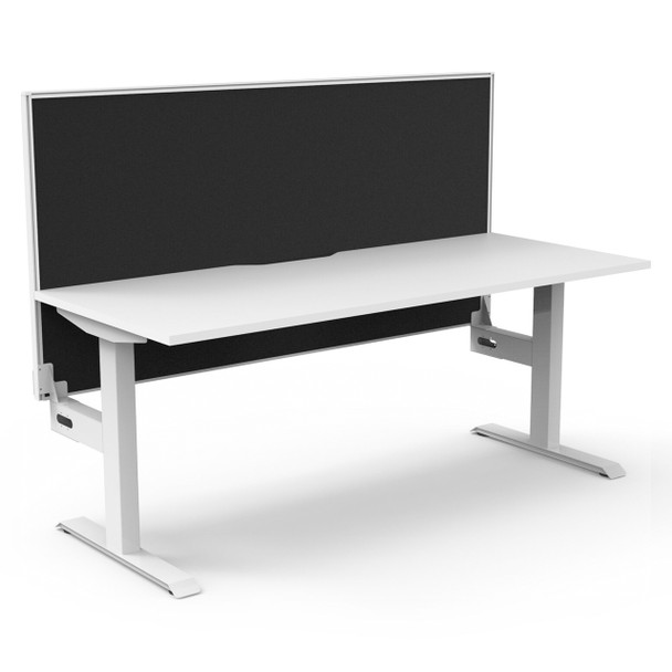 Rapidline Boost Static Single Sided Workstation with Screen 1200mm W Natural White Top / White Frame | Mega Office Supplies
