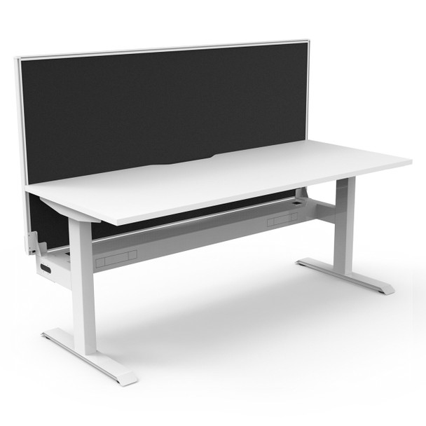 Rapidline Boost Static Single Sided Workstation with Screen and Cable Tray 1200mm W Natural White Top / White Frame | Mega Office Supplies