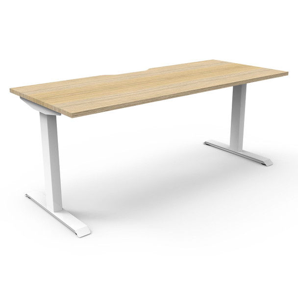 Rapidline Boost Static Single Sided Workstation 1500mm W Natural Oak Top / White Frame | Mega Office Supplies