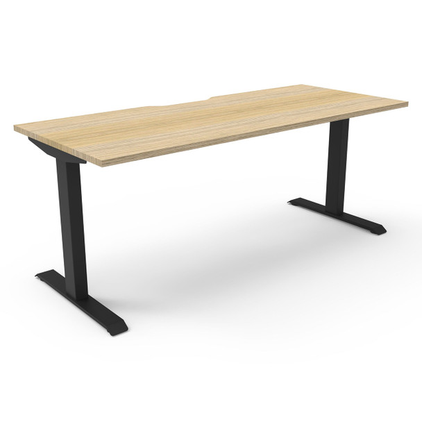 Rapidline Boost Static Single Sided Workstation 1500mm W Natural Oak Top / Black Frame | Mega Office Supplies