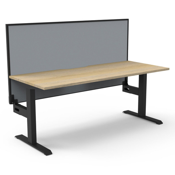 Rapidline Boost Static Single Sided Workstation with Screen 1500mm W Natural Oak Top / Black Frame | Mega Office Supplies