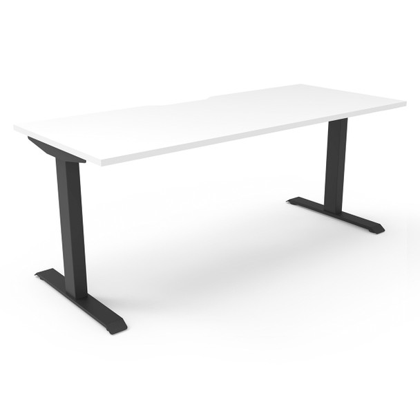 Rapidline Boost Static Single Sided Workstation 1800mm W Natural White Top / Black Frame | Mega Office Supplies