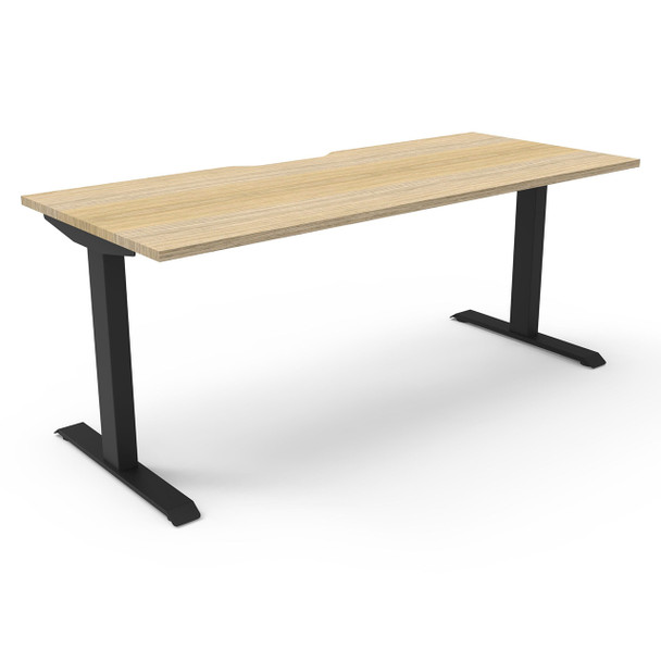 Rapidline Boost Static Single Sided Workstation 1800mm W Natural Oak Top / Black Frame | Mega Office Supplies
