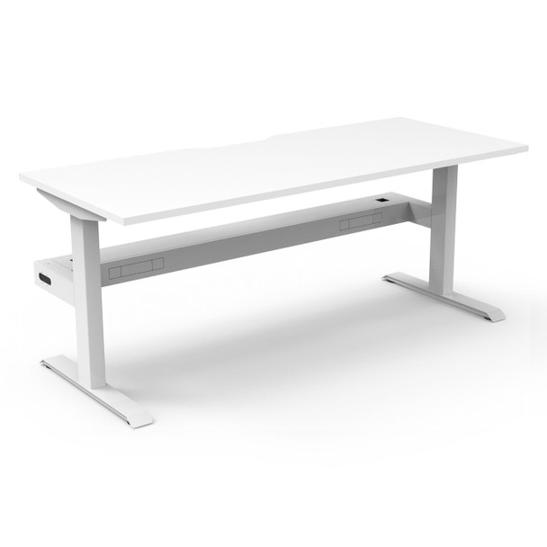 Rapidline Boost Static Single Sided Workstation with Cable Tray 1800mm W Natural White Top / White Frame | Mega Office Supplies