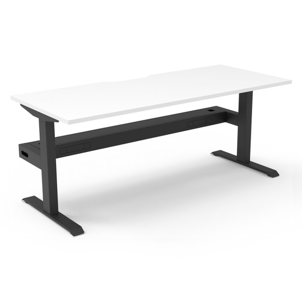 Rapidline Boost Static Single Sided Workstation with Cable Tray 1800mm W Natural White Top / Black Frame | Mega Office Supplies