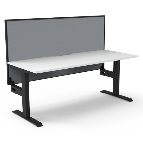 Rapidline Boost Static Single Sided Workstation with Screen 1800mm W Natural White Top / Black Frame | Mega Office Supplies
