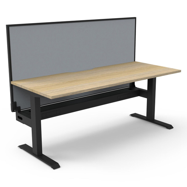 Rapidline Boost Static Single Sided Workstation with Screen and Cable Tray 1800mm W Natural Oak Top / Black Frame | Mega Office Supplies