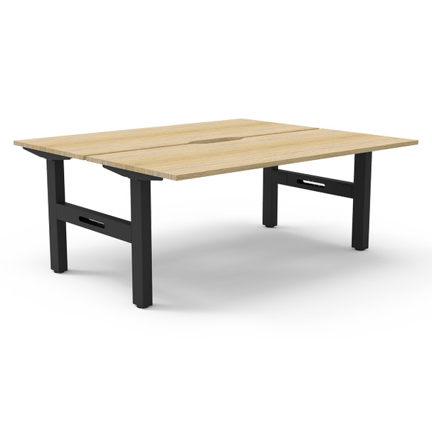Rapidline Boost Static Back to Back Workstation 1200mm W Natural Oak Top / Black Frame | Mega Office Supplies