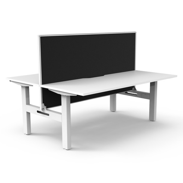 Rapidline Boost Static Back to Back Workstation with Screen 1200mm W Natural White Top / White Frame | Mega Office Supplies