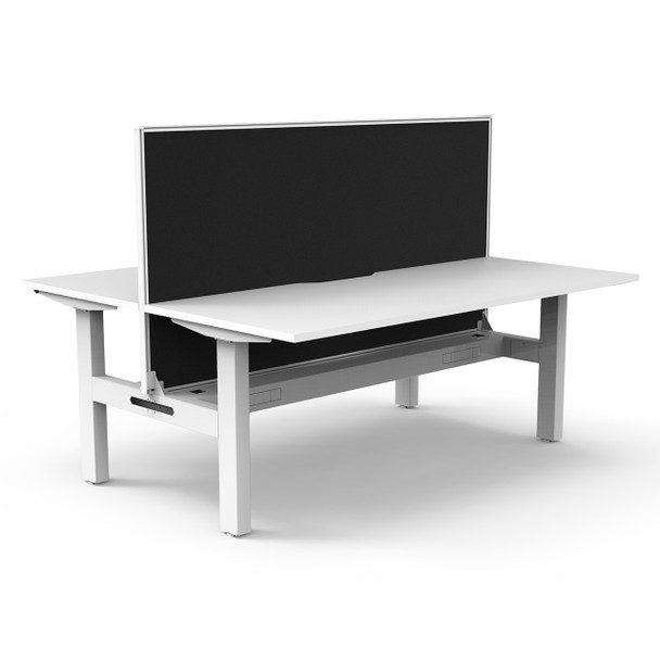 Rapidline Boost Static Back to Back Workstation with Screen and Cable Tray 1200mm W Natural White Top / White Frame | Mega Office Supplies