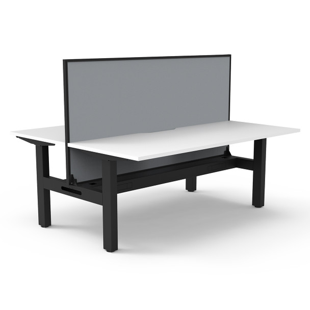 Rapidline Boost Static Back to Back Workstation with Screen and Cable Tray 1200mm W Natural White Top / Black Frame | Mega Office Supplies