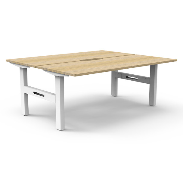 Rapidline Boost Static Back to Back Workstation 1500mm W Natural Oak Top / White Frame | Mega Office Supplies