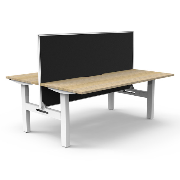 Rapidline Boost Static Back to Back Workstation with Screen 1500mm W Natural Oak Top / White Frame | Mega Office Supplies