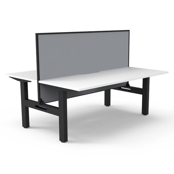 Rapidline Boost Static Back to Back Workstation with Screen 1800mm W Natural White Top / Black Frame | Mega Office Supplies