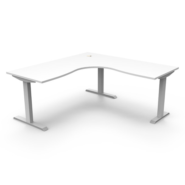 Rapidline Boost Static Corner Workstation 1500 x 1500mm W Natural White Top / White Frame | Mega Office Supplies