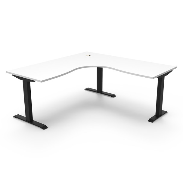 Rapidline Boost Static Corner Workstation 1500 x 1500mm W Natural White Top / Black Frame | Mega Office Supplies