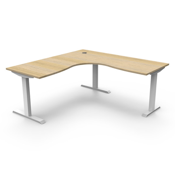 Rapidline Boost Static Corner Workstation 1500 x 1500mm W Natural Oak Top / White Frame | Mega Office Supplies