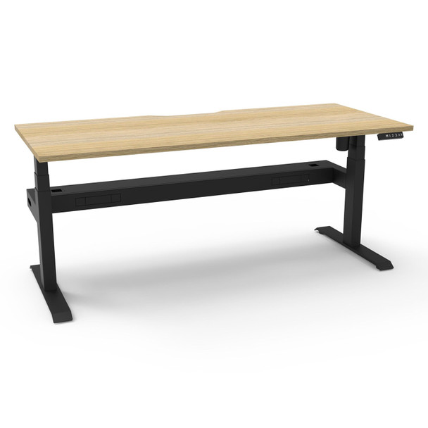 Rapidline Boost Light Single Sided Workstation with Cable Tray 1200mm W Natural Oak Top / Black Frame | Mega Office Supplies