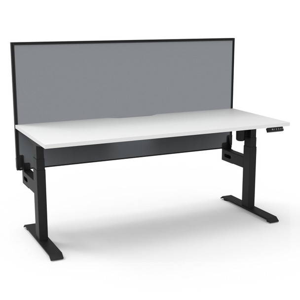 Rapidline Boost Light Single Sided Workstation with Screen 1200mm W Natural White Top / Black Frame | Mega Office Supplies