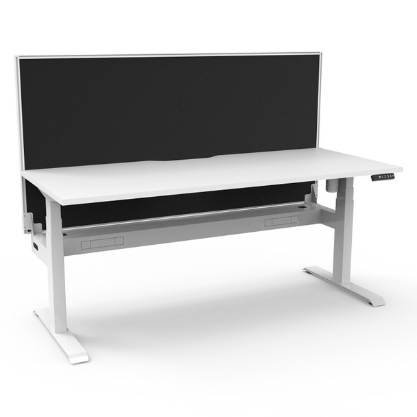 Rapidline Boost Light Single Sided Workstation with Screen and Cable Tray 1200mm W Natural White Top / White Frame | Mega Office Supplies