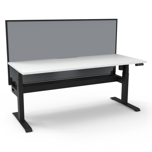 Rapidline Boost Light Single Sided Workstation with Screen and Cable Tray 1200mm W Natural White Top / Black Frame | Mega Office Supplies