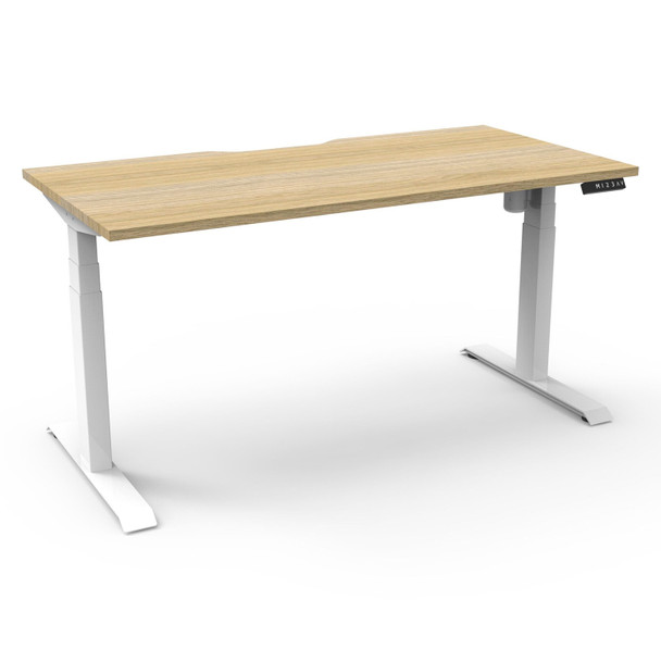 Rapidline Boost Light Single Sided Workstation 1500mm W Natural Oak Top / White Frame | Mega Office Supplies