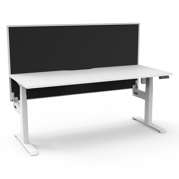 Rapidline Boost Light Single Sided Workstation with Screen 1500mm W Natural White Top / White Frame | Mega Office Supplies