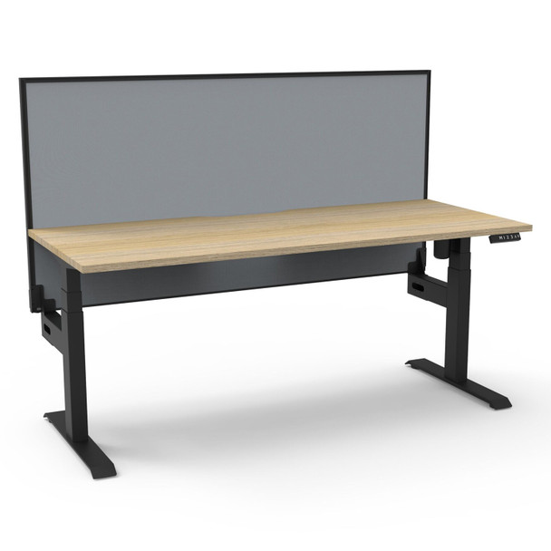 Rapidline Boost Light Single Sided Workstation with Screen 1500mm W Natural Oak Top / Black Frame | Mega Office Supplies