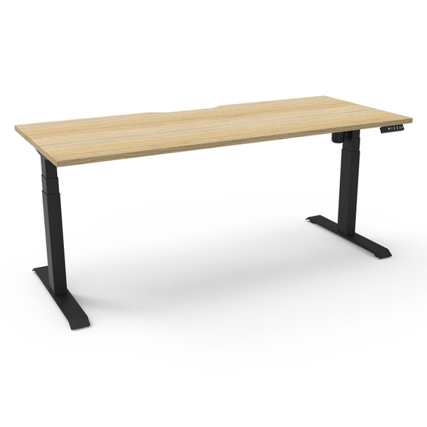 Rapidline Boost Light Single Sided Workstation 1800mm W Natural Oak Top / Black Frame | Mega Office Supplies