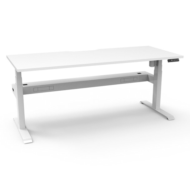 Rapidline Boost Light Single Sided Workstation with Cable Tray 1800mm W Natural White Top / White Frame | Mega Office Supplies