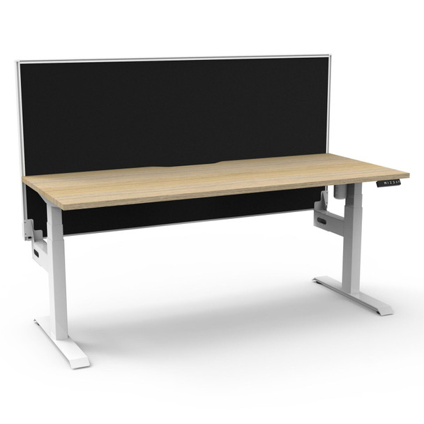 Rapidline Boost Light Single Sided Workstation with Screen 1800mm W Natural Oak Top / White Frame | Mega Office Supplies