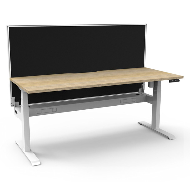 Rapidline Boost Light Single Sided Workstation with Screen and Cable Tray 1800mm W Natural Oak Top / White Frame | Mega Office Supplies