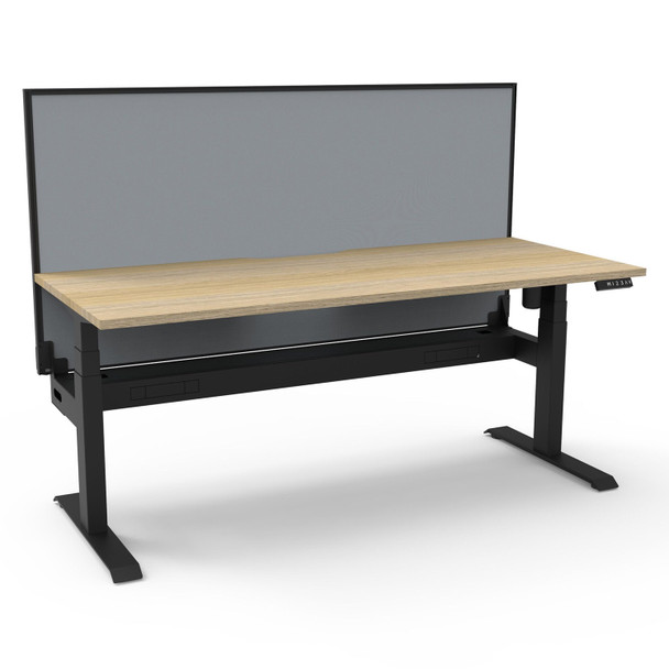Rapidline Boost Light Single Sided Workstation with Screen and Cable Tray 1800mm W Natural Oak Top / Black Frame | Mega Office Supplies