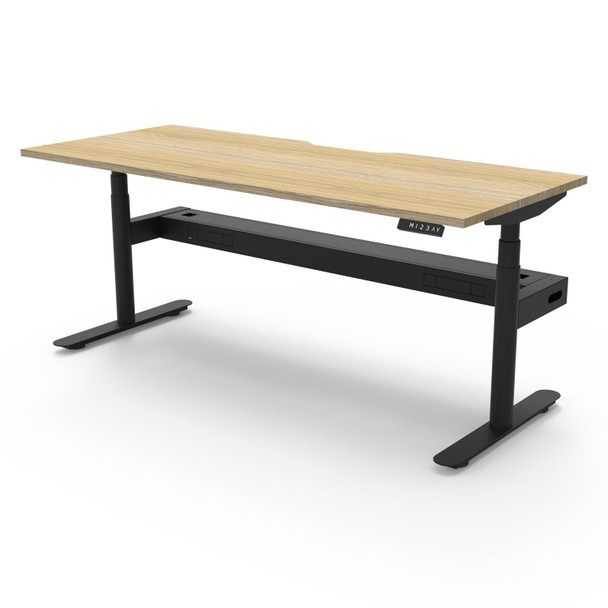 Rapidline Halo Plus Single Sided Workstation 1200 x 750mm with Cable Tray Natural Oak / Black Satin