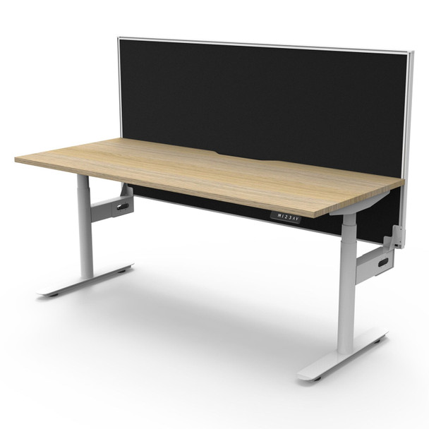 Rapidline Halo Plus Single Sided Workstation with Screen 1200mm W Natural Oak Top / White Frame | Mega Office Supplies