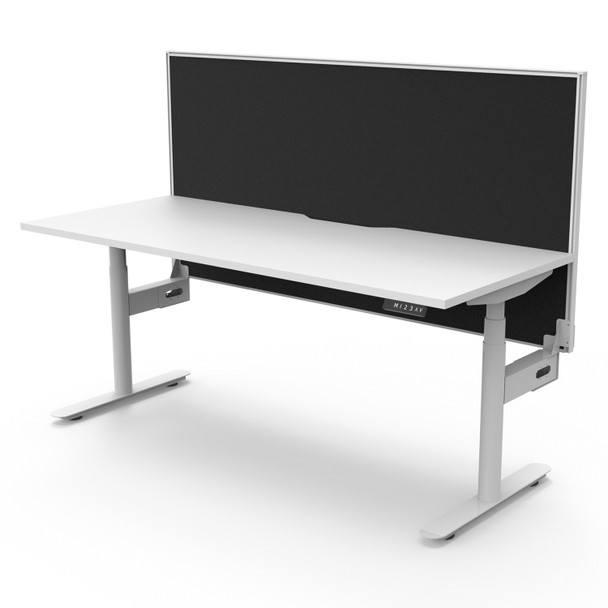 Rapidline Halo Plus Single Sided Workstation with Screen 1500mm W Natural White Top / White Frame | Mega Office Supplies