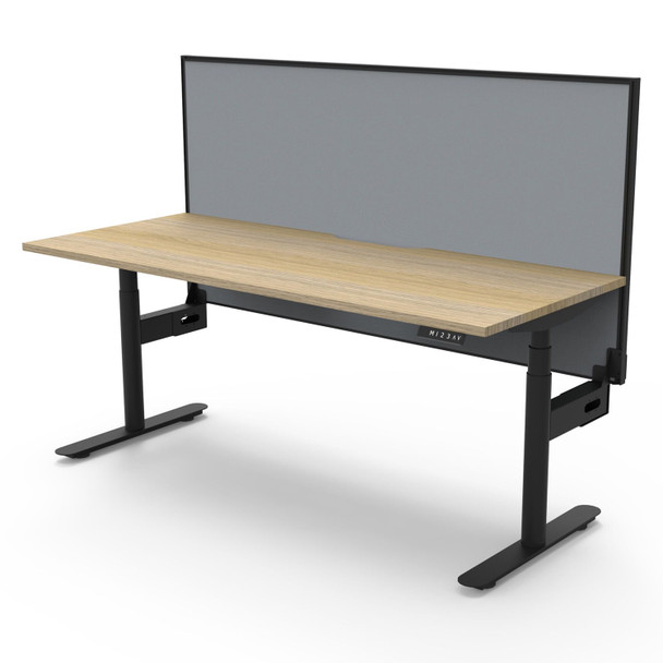 Rapidline Halo Plus Single Sided Workstation 1500 x 750mm with Screen Natural Oak / Black Satin