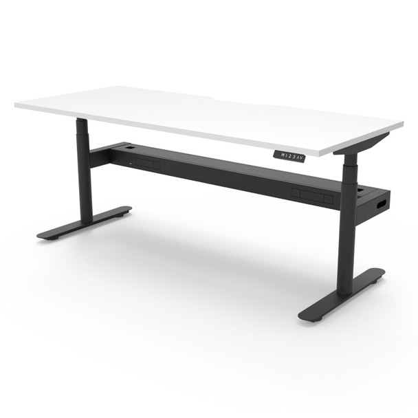 Rapidline Halo Plus Single Sided Workstation with Cable Tray 1800mm W Natural White Top / Black Frame | Mega Office Supplies