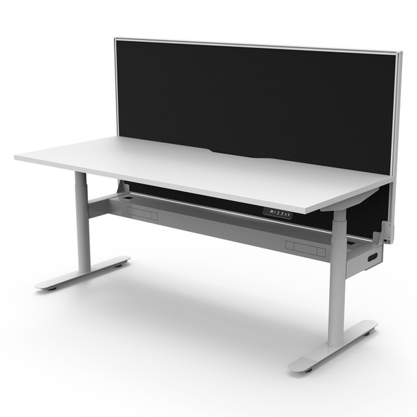 Rapidline Halo Plus Single Sided Workstation with Screen and Cable Tray 1800mm W Natural White Top / White Frame | Mega Office Supplies