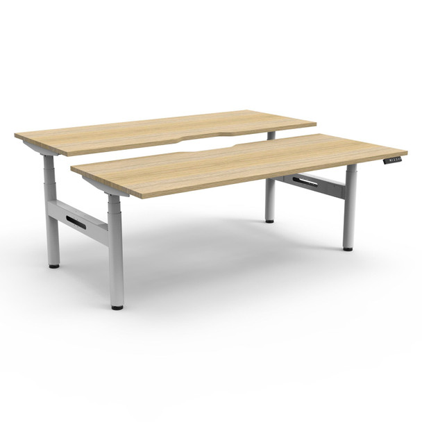 Rapidline Halo Plus Back to Back Workstation 1200mm W Natural Oak Top / White Frame | Mega Office Supplies
