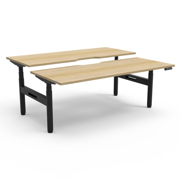 Rapidline Halo Plus Back to Back Workstation 1500mm W Natural Oak Top / Black Frame | Mega Office Supplies