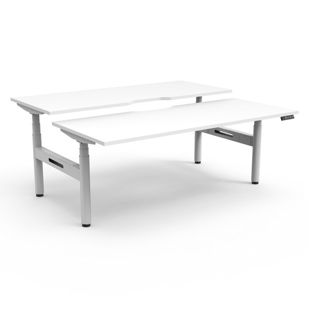 Rapidline Halo Plus Back to Back Workstation 1800mm W Natural White Top / White Frame | Mega Office Supplies