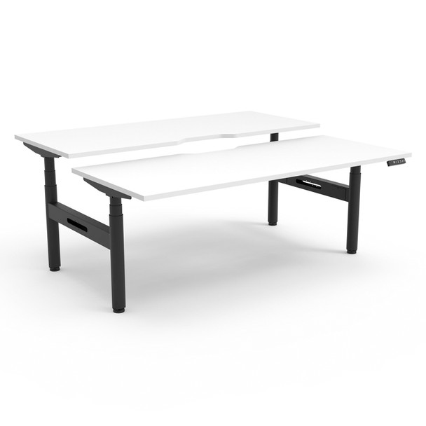 Rapidline Halo Plus Back to Back Workstation 1800mm W Natural White Top / Black Frame | Mega Office Supplies
