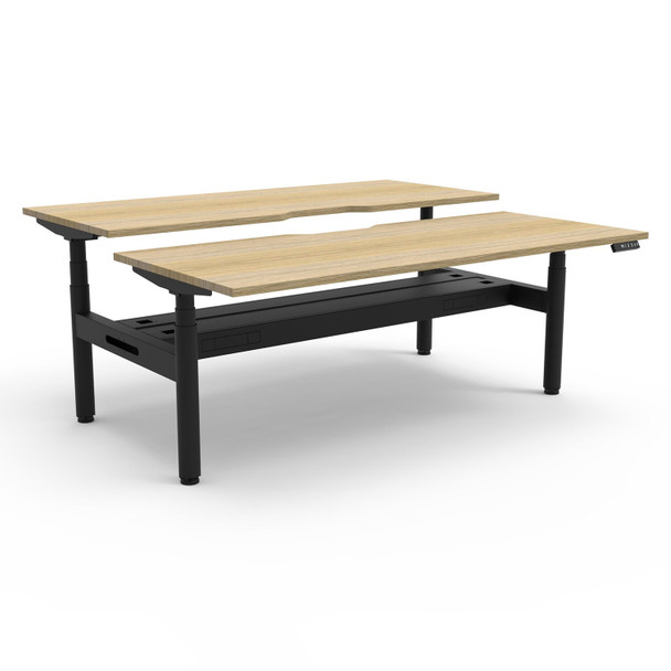 Rapidline Halo Plus Back to Back Workstation with Cable Tray 1800mm W Natural Oak Top / Black Frame | Mega Office Supplies