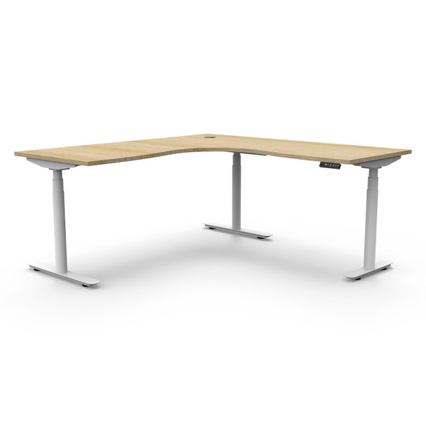 Rapidline Halo Plus Corner Workstation 1500 x 1500mm W Natural Oak Top / White Frame | Mega Office Supplies