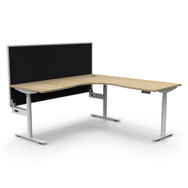 Rapidline Halo Plus Corner Workstation with Screen 1800 x 1500mm W Natural Oak Top / White Frame | Mega Office Supplies