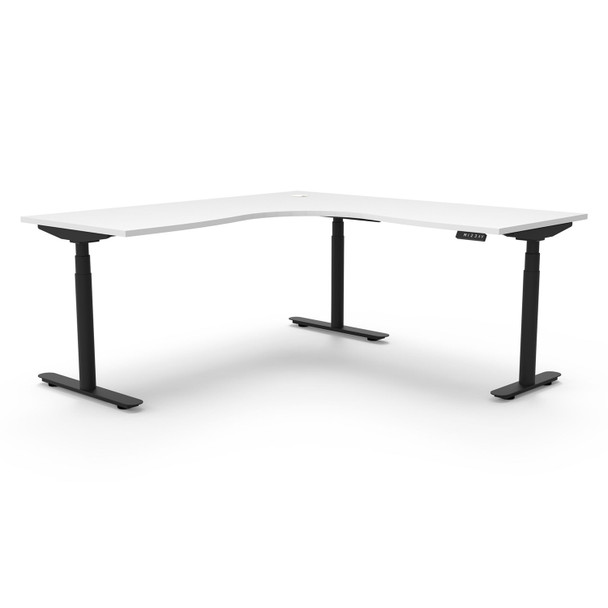 Rapidline Halo Plus Corner Workstation 1800 x 1800mm W Natural White Top / Black Frame | Mega Office Supplies