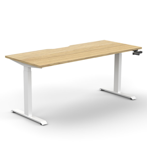 Rapidline Boost Crank Single Sided Workstation 1500mm W Natural Oak Top / White Frame | Mega Office Supplies